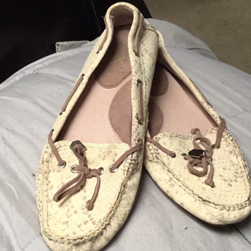 Snakeskin flats. Good bottoms